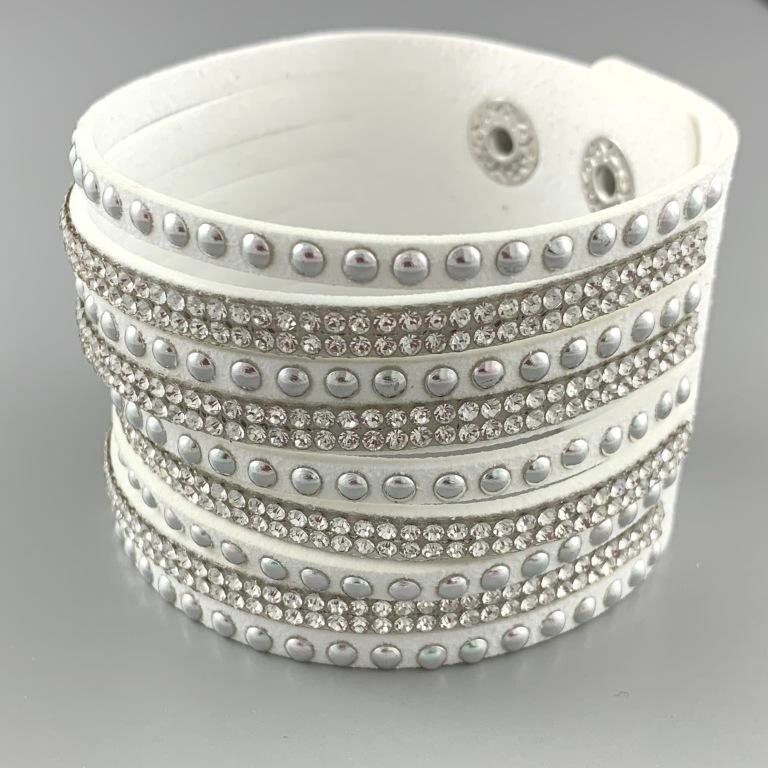 White Cuff bracelet - Zigi Jewellery suede feel silver statement bracelet